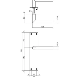 Intersteel Deurklink Jura + Met Plaat 250X55X2 Mm Blind Geborsteld Rvs