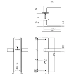 Intersteel Deurklink Op Plaat Hera 245X45 Mm Profielcilindergat 72Mm Matzwart