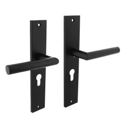 Intersteel Deurklink Op Plaat Bastian 245X45Mm Profielcilindergat 55Mm Matzwart