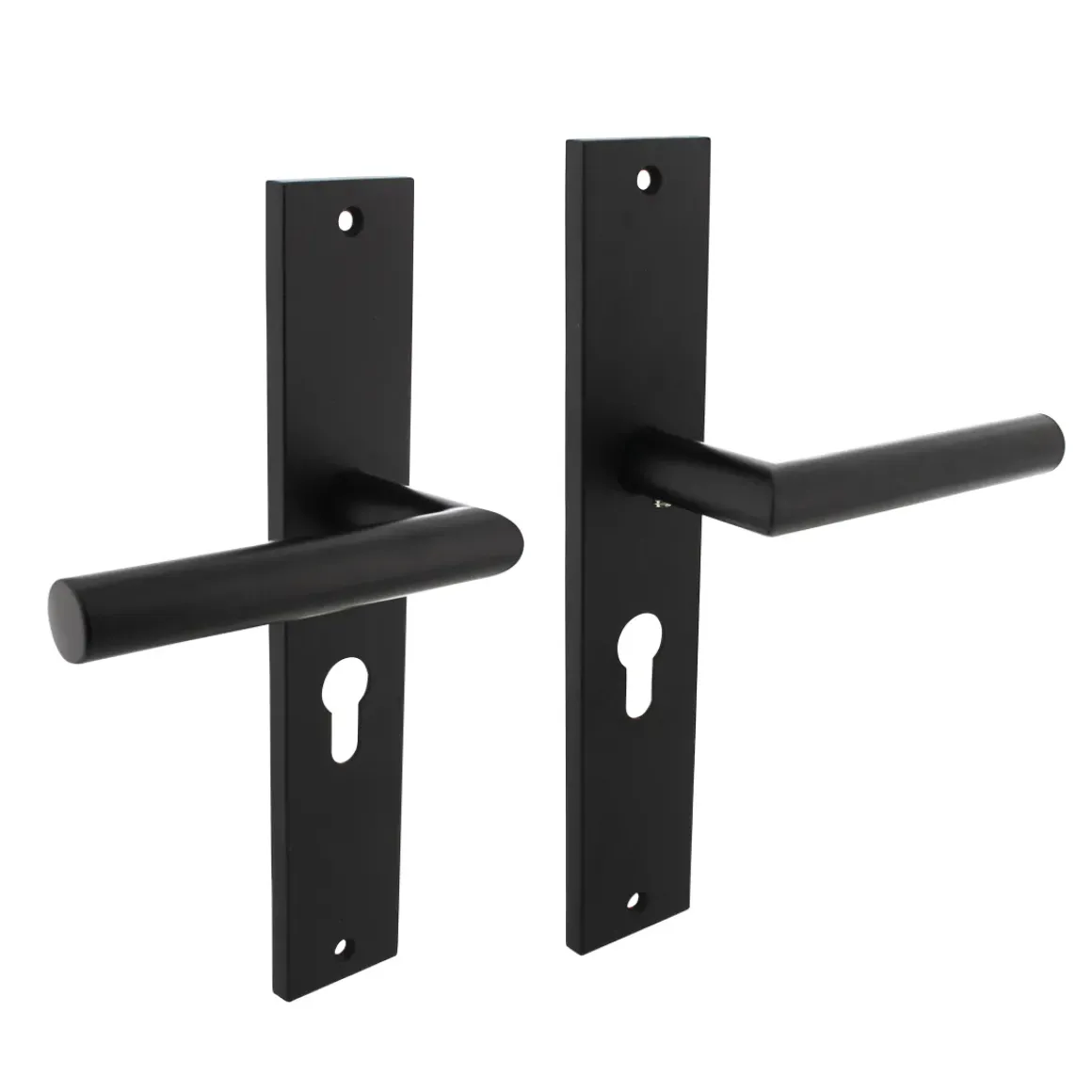 Intersteel Deurklink Op Plaat Bastian 245X45Mm Profielcilindergat 55Mm Matzwart