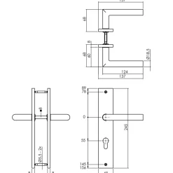 Intersteel Deurklink Op Plaat Bastian 245X45Mm Profielcilindergat 55Mm Matzwart