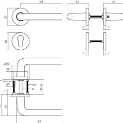 Intersteel Deurklink Op Rozet Derby O50X7Mm + Nokken 7Mm Met Cilinderrozetten Zwart