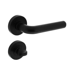 Intersteel Deurklink Op Rozet Agatha O52X10 Mm Met Nokken En Wc-Slot Met Stang 8X8Mm Zwart