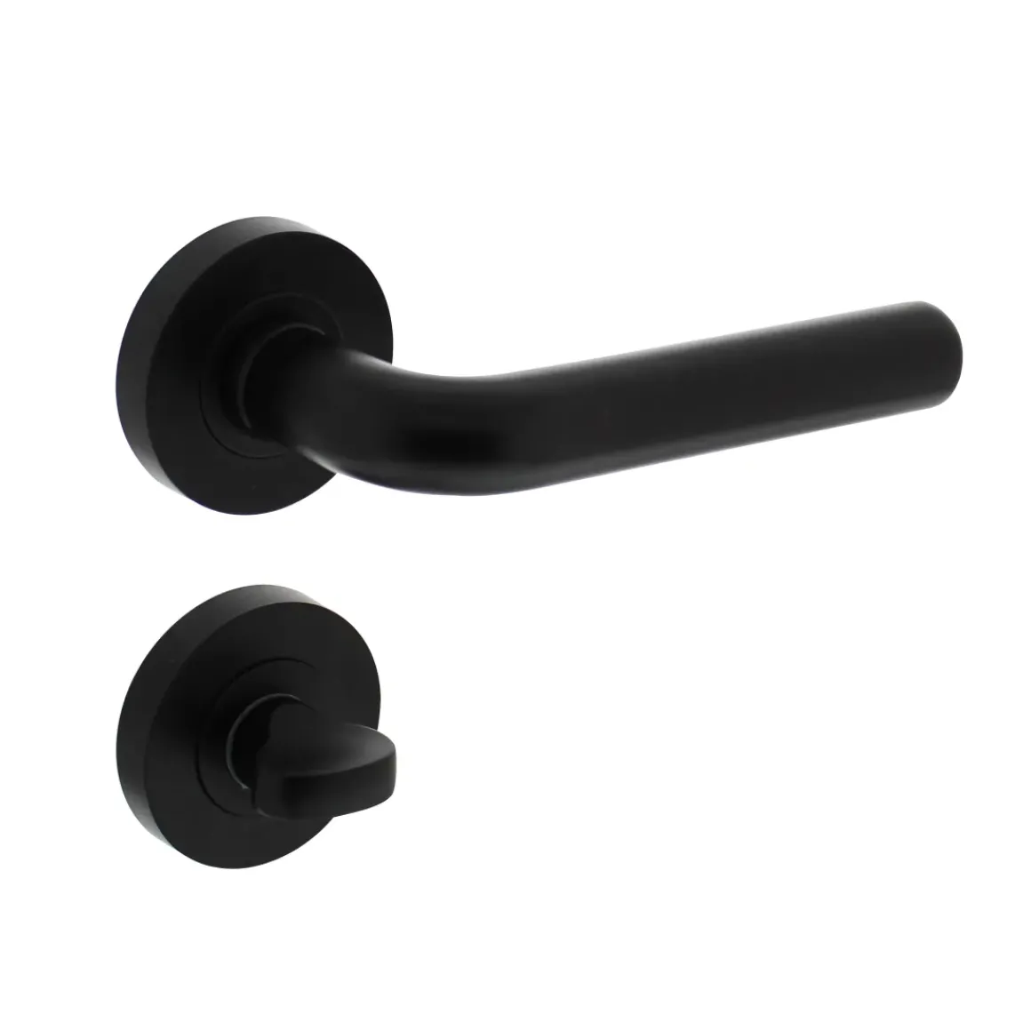 Intersteel Deurklink Op Rozet Agatha O52X10 Mm Met Nokken En Wc-Slot Met Stang 8X8Mm Zwart