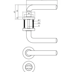Intersteel Deurklink Op Rozet Agatha O52X10 Mm Met Nokken En Wc-Slot Met Stang 8X8Mm Zwart