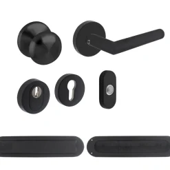 Intersteel Veiligheidsbeslag Set Voordeur Skg*** Ronde Rozet Rvs Zwart