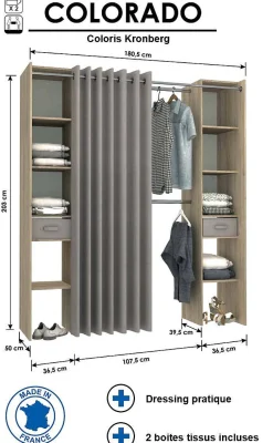 Kast Colorado Uitrekbaar Eik Met Gordijn 10 Planken