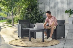 Keter Balkon Loungeset Rosalie + Kussens Wicker 3-Delig