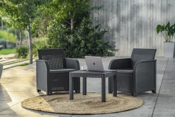 Keter Balkon Loungeset Rosalie + Kussens Wicker 3-Delig