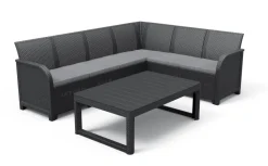 Keter Hoekbank Loungeset Rosalie + Tuintafel Lyon