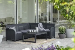 Keter Hoekbank Loungeset Rosalie + Tuintafel Lyon