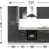 Keukenblok Mara 250Cm Glanzend Zwart