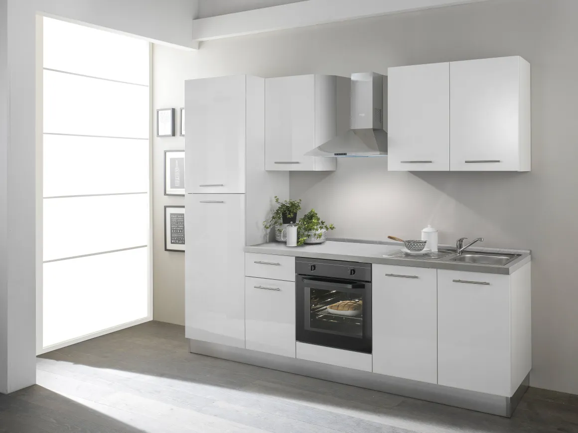 Keukenblok 'Venus' Wit Hoogglans 250Cm