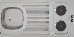 Kitchenette Eco Aanrecht Rvs 120X60X5Cm Met 2 Ingebouwde Kookplaten 2X1500W