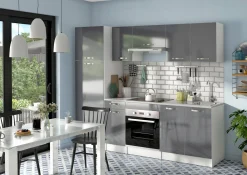 Kolomkast Keuken Delice 60X204Cm 2 Deuren Hoogglans Grijs