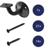Leuninghouder Zwart - Opschroef - Hol Zadel - 7 Stuks - 3500-70
