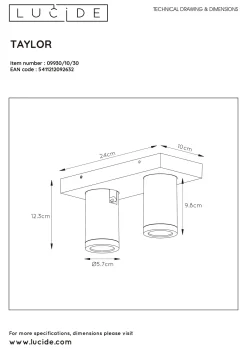 Lucide Spot Led Taylor Zwart 2X5W