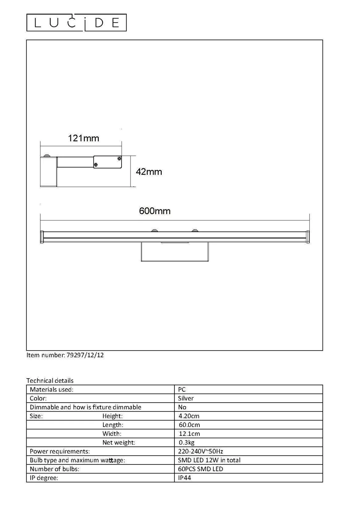 Lucide Wandlamp Onno Mat Chroom 11W