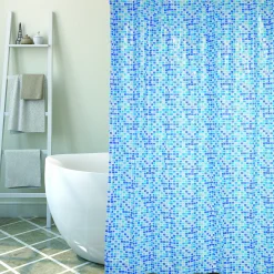 Msv Douchegordijn Concept Blauw 180Cm