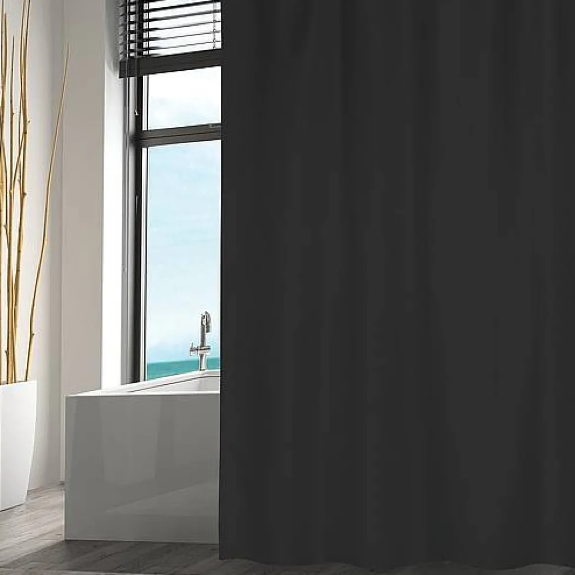 Msv Douchegordijn Polyester 120X200Cm Zwart
