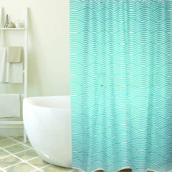 Msv Douchegordijn Wave Blauw 180Cm