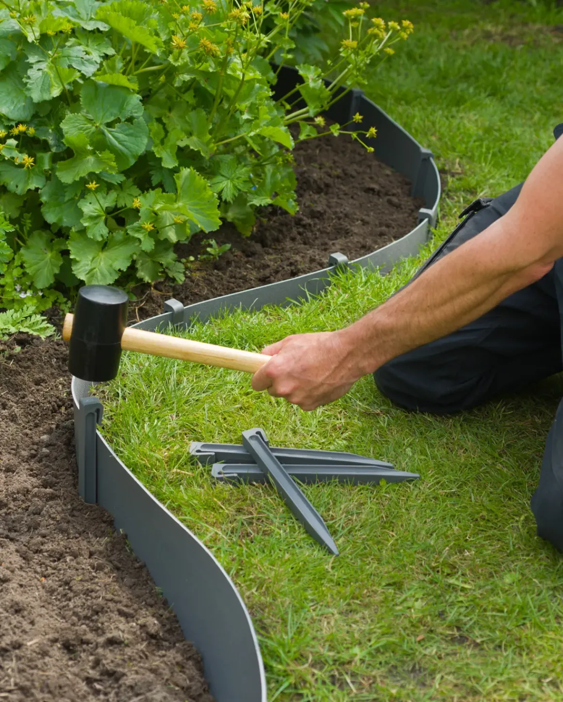 Nature Grondpennen Voor Tuinborder Polyethyleen Grijs 1,9X1,8X26,7Cm 10 Stuks