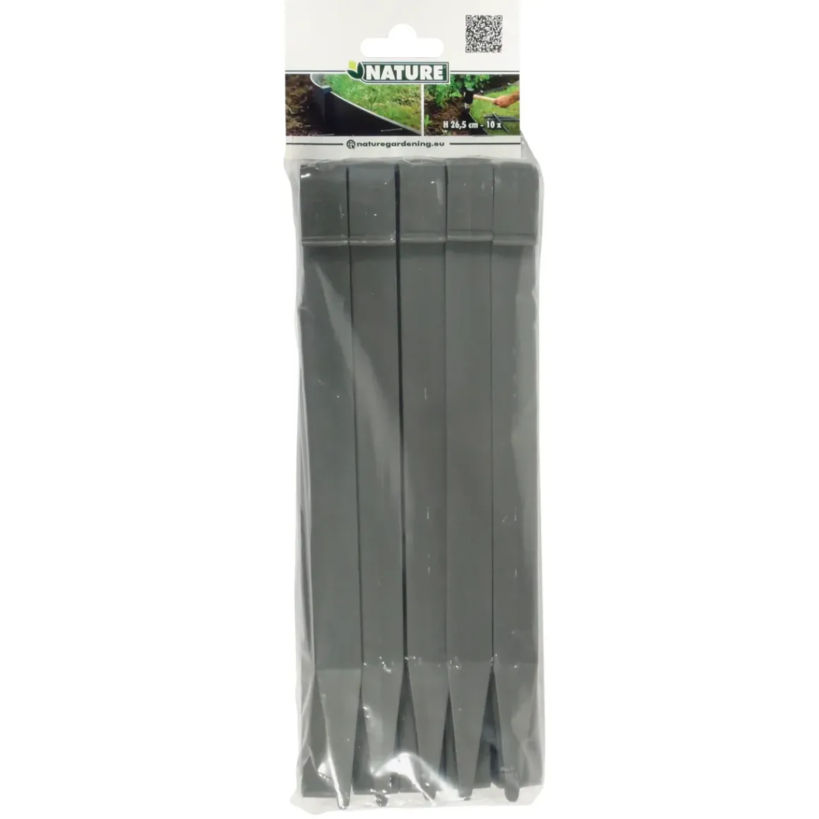 Nature Grondpennen Voor Tuinborder Polyethyleen Grijs 1,9X1,8X26,7Cm 10 Stuks