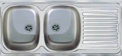 Nord Inox Spoelbak 2 Kommen + Afdruipplaat Omkeerbaar 116X50Cm Roestvrij Staal
