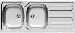 Nord Inox Spoelbak Opbouw 2 Kommen + Afdruipplaat 120X50Cm Roestvrij Staal