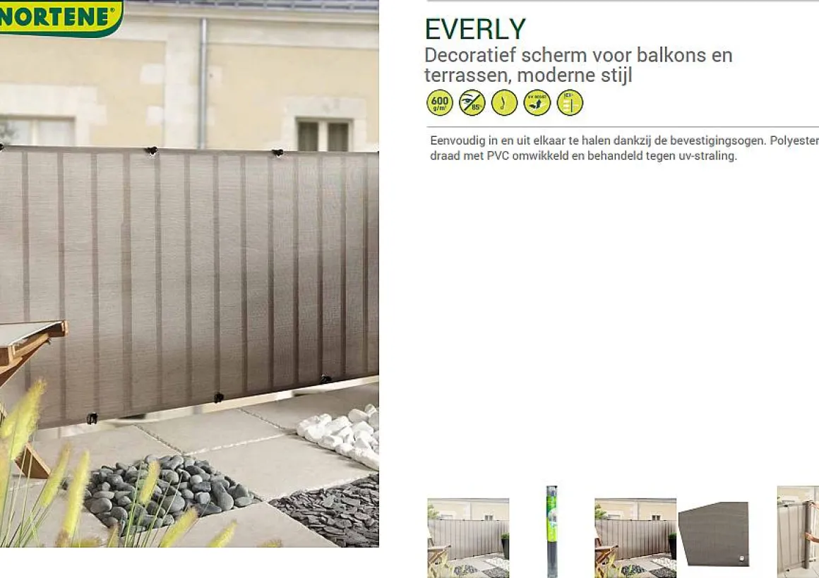 Nortene Tuinscherm Everly Grijs 1X5M