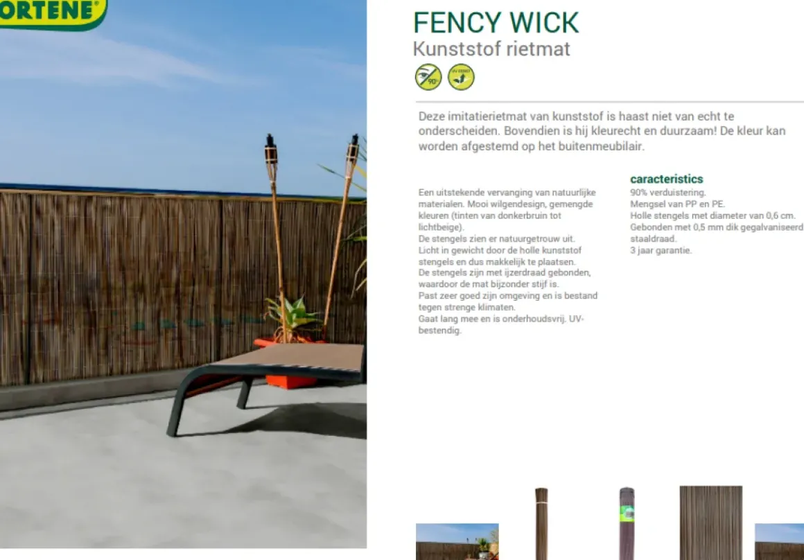 Nortene Tuinscherm Fency Wick Beige 1,5X3M
