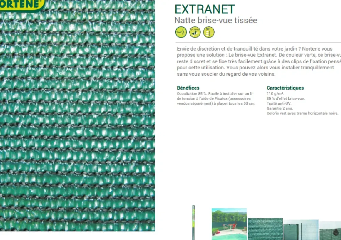 Nortene Zichtdoek Zichtbelemmering Extranet Groen 1X3M