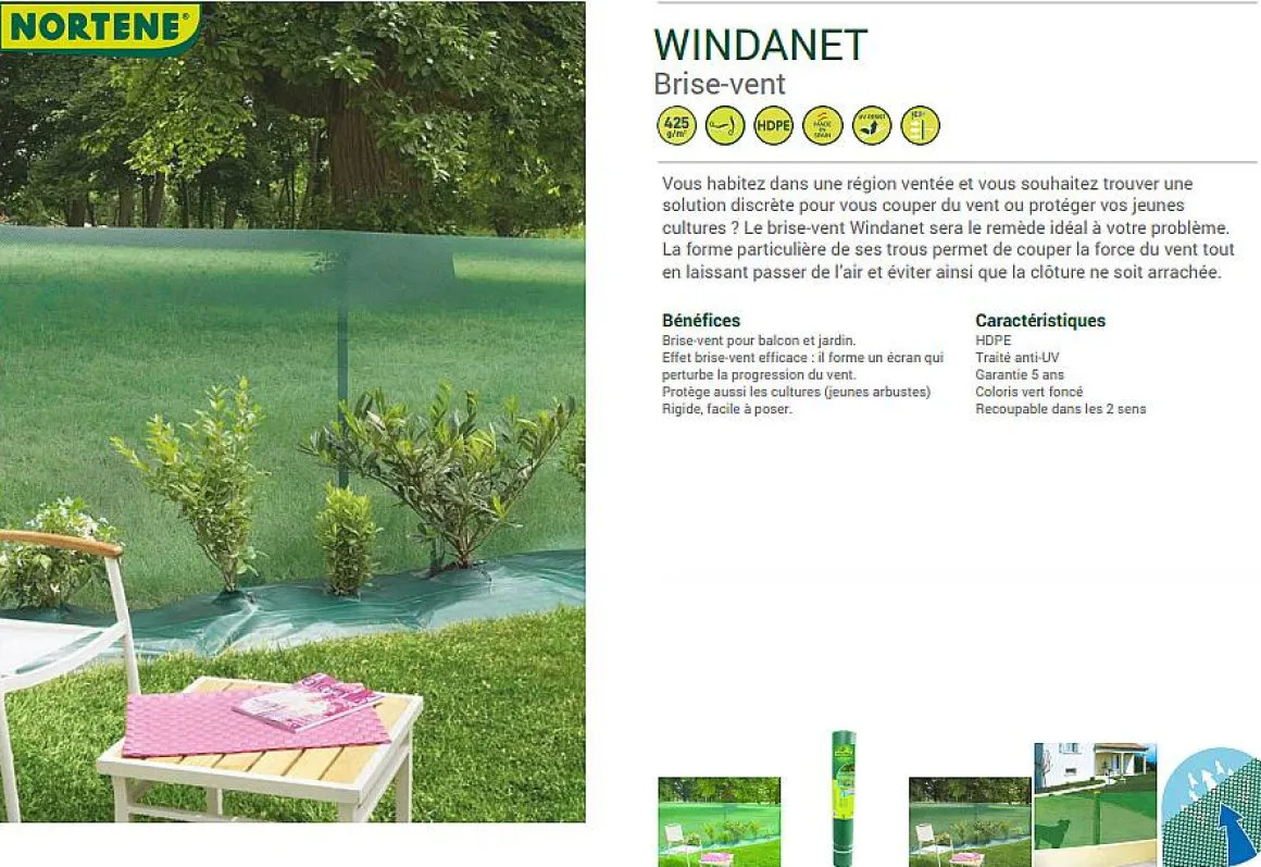Nortene Zichtdoek Zichtbelemmering Windanet Groen 1X3M