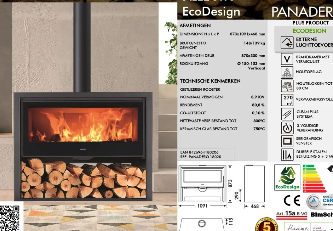 Panadero Houtkachel Allegro Ecodesign 8,9Kw