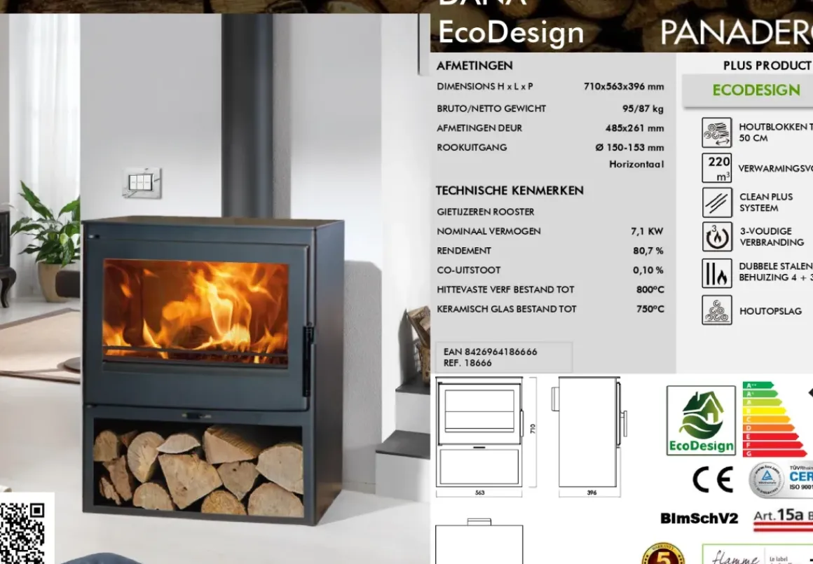 Panadero Houtkachel Dana Ecodesign 7,1Kw