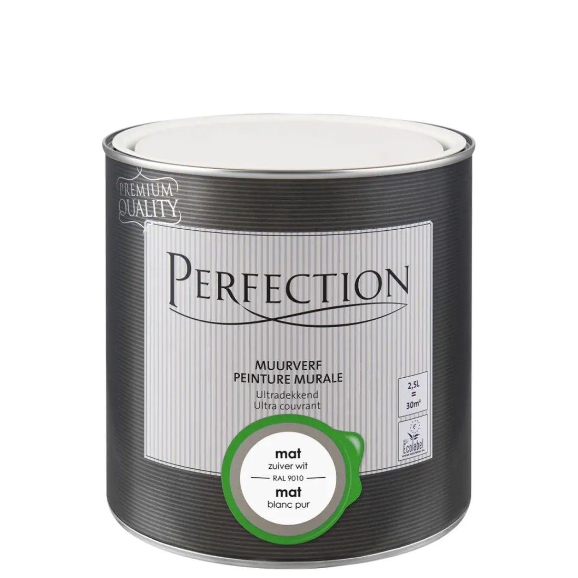 Perfection Muurverf Ultradekkend Mat Ral 9010 2,5L