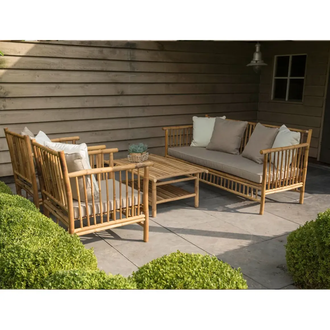 Persoon Exotan Bamboe Loungeset - Natural Finish