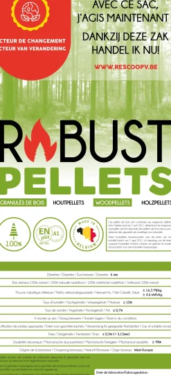Robust Pellets, 100% Naaldhout, Premium Kwaliteit 15Kg