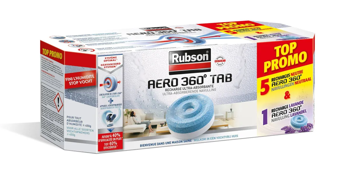 Rubson Aero Navullingen Vochtopnemer 5St Neutraal + 1St Lavendel