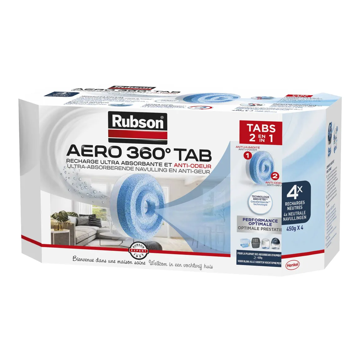 Rubson Navullingen Vochtopnemer Aero 360 Neutraal 4Stuks