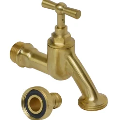 Sanivesk Tapkraan Met Krukbediening En Slangwartel Messing ( Buitendraad X Buitendraad ) 1/2" X 3/4"