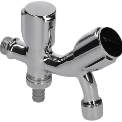 Schell Tapkraan Met Dubbele Uitloop En Slangkoppeling 1/2" Buitendraad Chroom
