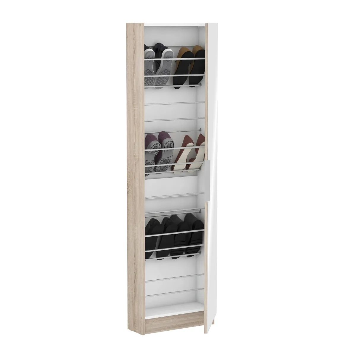 Schoenenkast Met Spiegeldeur Wit 173X50Cm