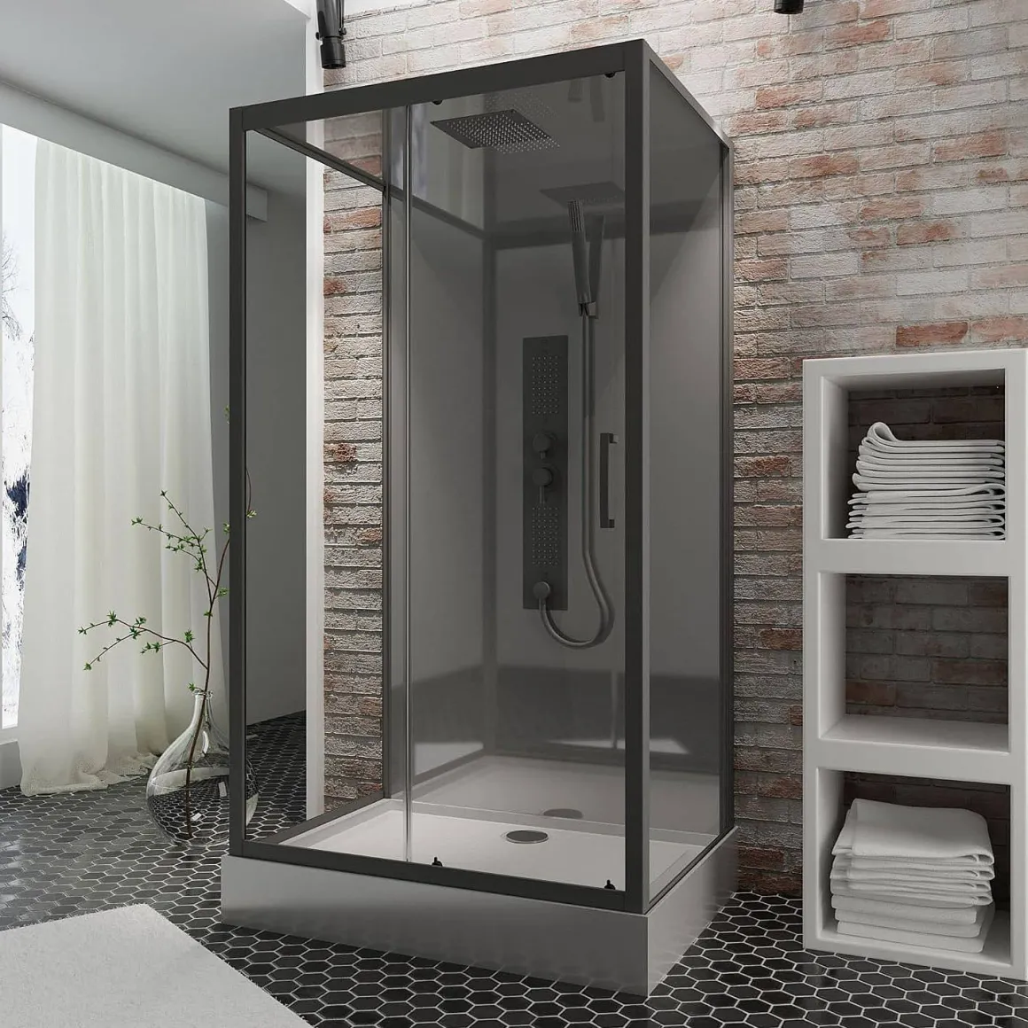 Schulte Complete Cabine - Schuifdeur - 85X115X215 - Bali - Zwart