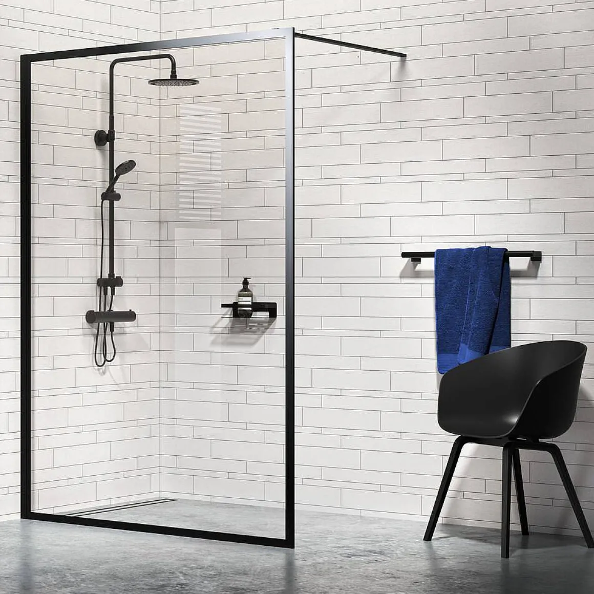 Sealskin Contour Inloopdouche Type A3 118X200Cm Zwart| 6Mm Helder Veiligheidsglas
