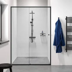 Sealskin Contour Schuifdeur Voor Nis 140Cm, 200Cm Hoog |Zwart 6Mm Helder Veiligheidsglas