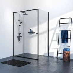 Sealskin Contour Schuifdeur Met Zijwand 120X90Cm, 200Cm Hoog |Zwart 6Mm Helder Veiligheidsglas