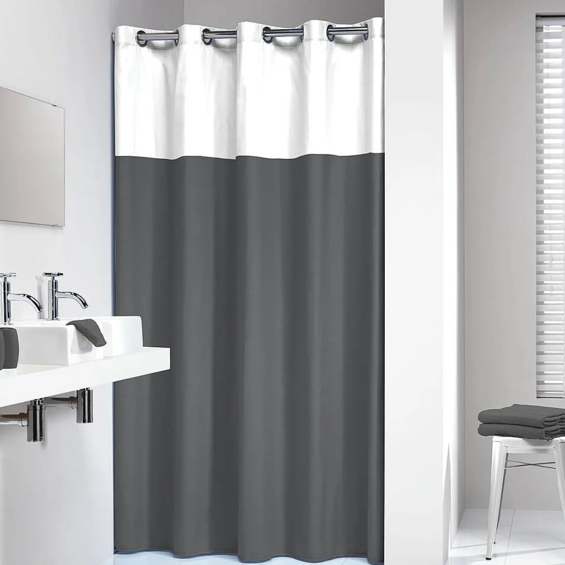 Sealskin Douchegordijn Double Polyester/Katoen 180X200Cm Grijs