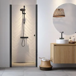 Sealskin Hooked Draaideur In Nis 90X200Cm Matzwart |6Mm Helder Veiligheidsglas Met Antikalk Coating