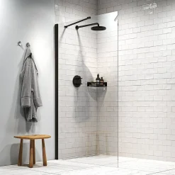 Sealskin Hooked Inloopdouche Type A3 140X200Cm| 6Mm Helder Veiligheidsglas Met Antikalklaag Matzwart